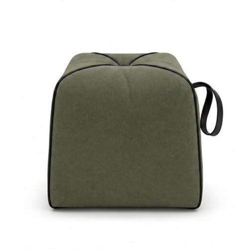 Image of CASASTYLE Signature Velure Suri Accent Pouf | Boston Fabric | 40D High-Density Foam | (Sage Olive Green) | Footrest, Vanity Ottoman & Accent Seat for Home, Office & Hotel