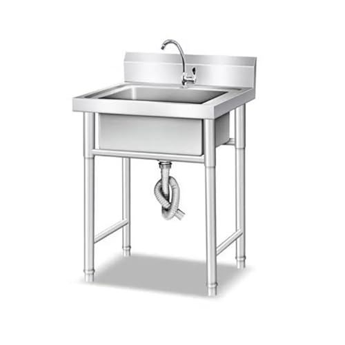 Fregadero de cocina moderno de acero inoxidable independiente con conexión de manguera, estación de trabajo multifuncional con grifo combinado - Fregadero comercial (tamaño: 23.6 x 23.6 x 31.5