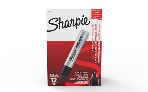 Image of Sharpie King Size Permanent Markers, Chisel Tip, Black,Thick Poster Markers, Heavy Duty For Work & Industrial Use, High Capacity Ink Supply, For Paper, Metal, Plastic, And More (Pack of 144)