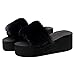 Generic 1 Paire Noir en Fausse Pantoufles Diapositives pour Les Femmes À Bout Ouvert Fuzzy Pantoufles Filles Moelleux Maison Diapositives En Plein Air Intérieur Pantoufles