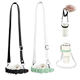 2 Pieces [Black+Green] Silicone Water Bottle Straps, 28.5' Internal Adjustable Water Bottle Holder Straps, Strong and Durable Thick Silicone Material for Stanley 40/30 Ounce Water Bottle Sling