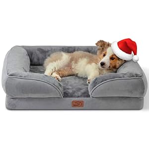 BEDSURE orthopädisches Hundebett Ergonomisches Hundesofa - 71x58 cm Hundecouch mit eierförmiger Kistenschaum für kleine Hunde, waschbar rutschfest Hundebetten, grau