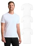 True Classic Mens T-Shirts – Short Sleeve Crew Neck T Shirts for Man, Cotton Blend Plain Novelty Men's T-Shirts, Pack of 3, White, L
