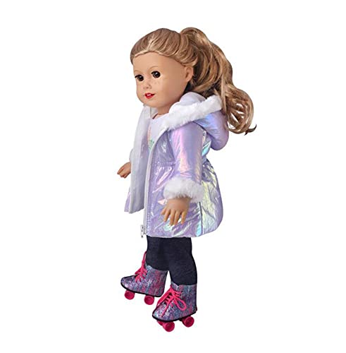 DUORUIMI Doll Clothes Winter Outfit Long Coat Jacket for American Girl Doll 18 inch, Purple - Image 3