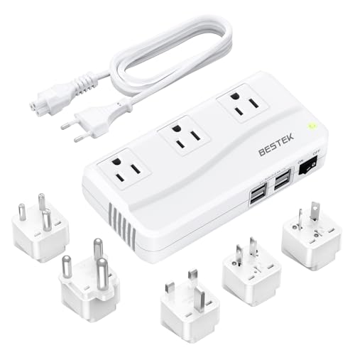 BESTEK 220v to 110v Voltage Converter, US to Europe Converter for Hair Straightener/Curling Iron, 250W Power Converter for European Travel, (EU/UK/AU/JP/India/South Africa Universal Plug Adapter)