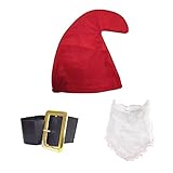 jokeshop Seven Dwarf/Dwarves Set (Red Hat, Beard and Belt) Garden Gnome Fancy Dress Costume