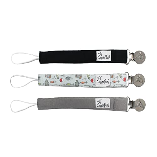 Image of Copper Pearl Pacifier Clip 3-Pack: Premium Knit Binky Clips for Baby Girls and Boys - Stylish Stainless Steel Pacifier Holder Clip - Baby Pacifier Clips for No More Floor Drops - Trout