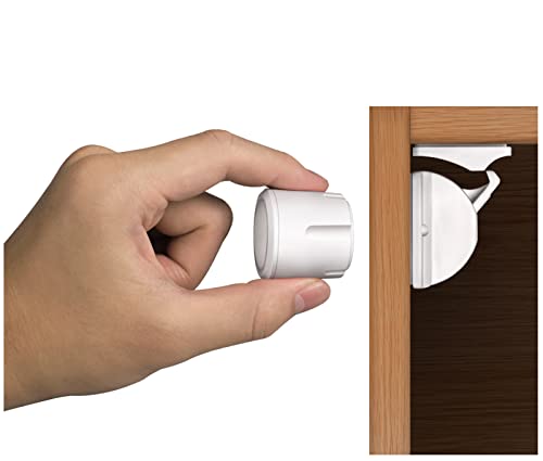 Norjews Magnetisches Schrankschloss für Kinder & Baby, unsichtbare Kindersicherung für Schrank & Schubladen - 20 Schlösser + 3 Schlüssel ohne Schrauben und Bohren - Einfache Montage Bonus Video, Weiß