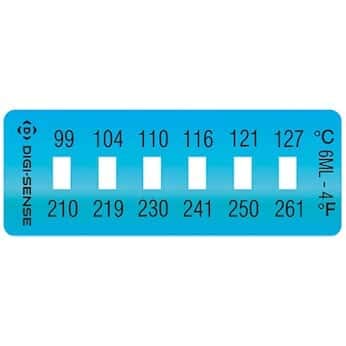 Digi-Sense Irreversible 6-Point Horizontal Temperature Label, 210-261F/99-127C; 10/Pk