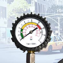 Image of Analog Tyre Pressure Gauge 100 PSI Car Truck Bicycle and Non-Slip Grip | Tire pressure Gauge 0-220 PSI Multiple Units PSI, KG /CM, Bar Heavy Duty Air Meter Tester