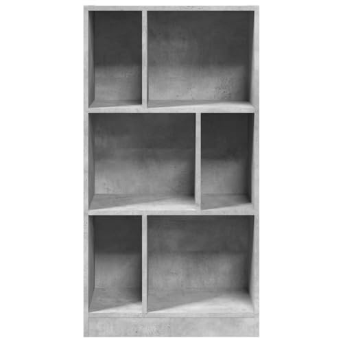 Estantería gris hormigón modular de madera con 6 compartimentos y estantes para almacenamiento 6