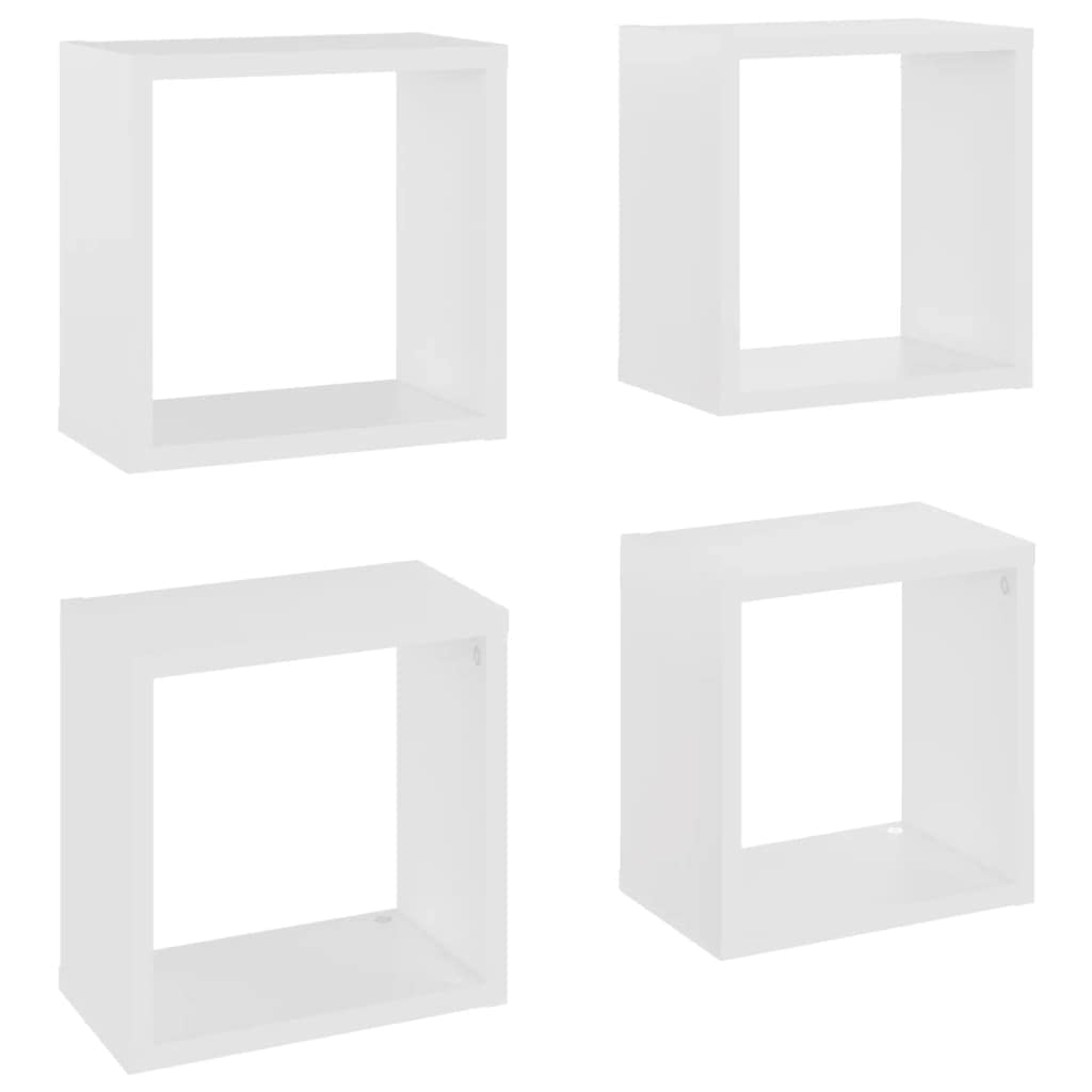 vidaXL 4x Wall Cube Shelves Home Living Room Bedroom Furniture Set Shelving Ledges Storage Wall Hanging Floating Shelf Unit Cube Organiser White