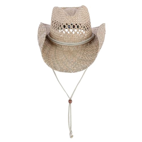 Broner Carson City Vented Seagrass Western Hat with Adjustable Chin Cord, Large, Natural