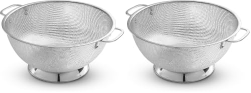 Image of Bellemain Colander for Kitchen - 5 Qt Stainless Steel Strainer with Handle - Pasta Strainer Bowl for Pasta, Spaghetti, Vegetables, Fruit, and Pot Draining - Stainless Steel Colander (Pack of 2)