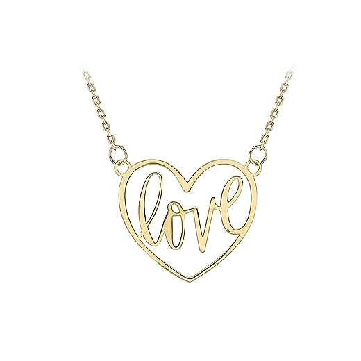 Carissima guld kvinnor 9 ct (375) gult guld 17 x 15,3 mm kärlek hjärta hänge på justerbart halsband 41 cm/16 tum – 46 cm/tum