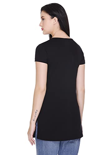 Image of Plush Women's Long Printed Cotton Round Neck Half Sleeve T-Shirt /Tshirts (DPL-PT-001)