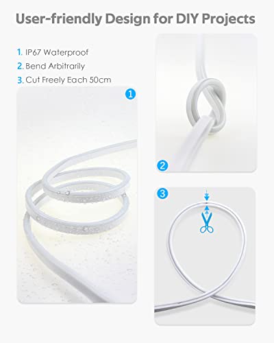 Image of Blue Neon Rope Lights 82ft Dimmable Neon Light Strip Waterproof IP65 LED Neon Flex Strip Lights 25M 120LEDs /M 110V~130V AC Cuttable Rope Lights for Indoor Outdoor Lighting Decoration