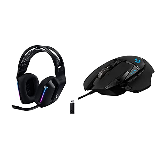 Logitech G733 LIGHTSPEED Wireless Gaming Headset with suspension headband, LIGHTSYNC RGB - Black & 502 HERO High Performance Wired Gaming Mouse, HERO 25K Sensor- Black Logitech G733 LIGHTSPEED Wireless Gaming Headset with suspension headband, LIGHTSYNC RGB - Black & 502 HERO High Performance Wired Gaming Mouse, HERO 25K Sensor- Black