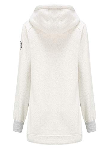 ELFIN Damen Jacken Sweatjacket Damen Sweatjacke mit Kapuze Hellgrau Melange (Grey) XL