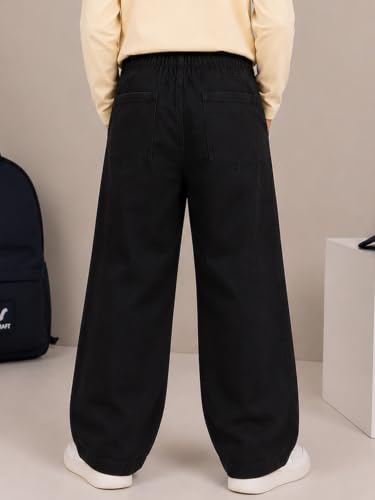 Image of KiddoPanti Boys Baggy Jeans | Stretch Denim Wide Leg Jeans | Elastic Waist Casual Denim Pants | Cotton Blend Loose Fit with 4 Pockets | Kids Street wear | 2-14 Years