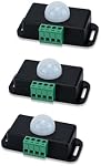 3 PCS Capteur de Mouvement, DC 12-24V Capteur Infrarouge Interrupteur d'Induction Corporelle Automatique Lumière LED Intelligente (Noir)