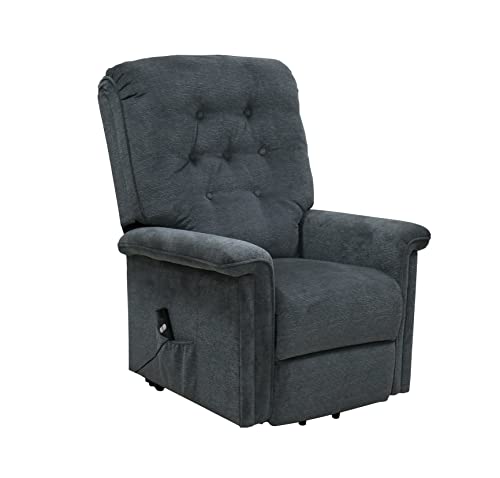 Relaxsessel WESON, 79,5x90x110 cm stehend, 79,5x161x93 cm zurückgelehnt, Sessel, mit Aufstehfunktion, Relax-Mechanismus, Metallgestell, gepolstert, Polypropylen-Stoff, (Dunkelgrau) Cover