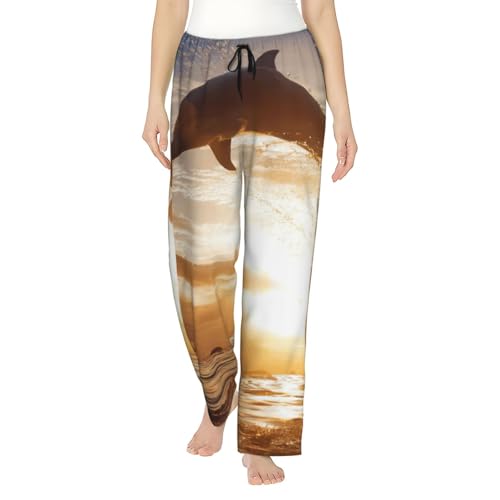 Pantalon de pyjama léger pour femme à motif dauphin S-3XL