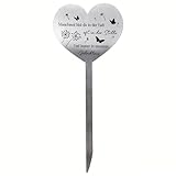 Metall Herz Grabstecker mit Schmetterling & Pusteblume, Gravurspruch „Manchmal bist du in der Luft, oft in der Stille Und immer in unserem Gedächtnis“, Outdoor grabschmuck wetterfest, 28cm Ewige Erinn
