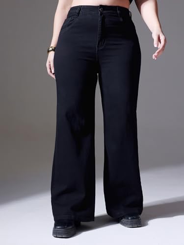 Image of Miss Chase A+ Women's Wide Leg High Rise Regular Length Stretchable Denim Jeans