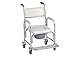 Aluminum Shower Chair/Bedside Commode W/casters and Padded Seat, Commode Pail and Cover by Healthline Trading