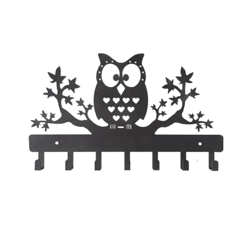 AMIUHOUN Porte-clés mural en métal avec 7 crochets en forme de chouette pour clés