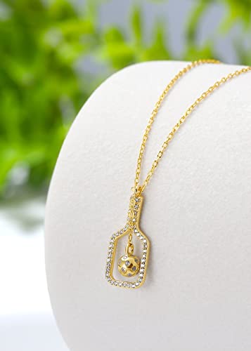 The Volley Plus Mini Gold Pickleball Necklace, Sterling Silver, Cubic Zirconia4
