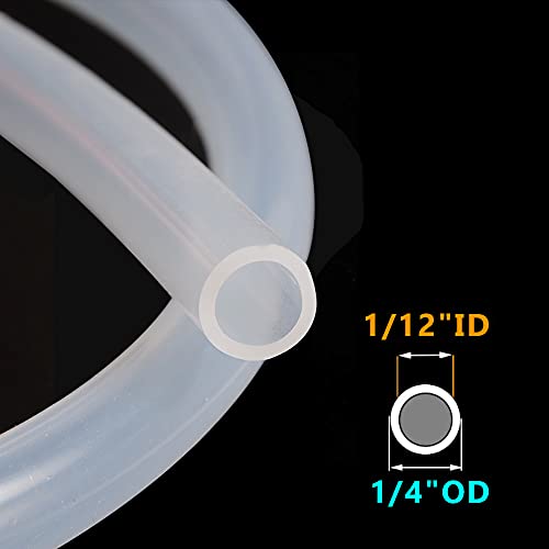 Image of Feelers Silicone Tubing, Food Grade Pure Siliconce Hose 1 /12 inch ID 1 /4 inch OD 9.84ft, High Temperature Resistant Flexible Hose for Water Air Pump, Aquarium, Home Brewing, Kitchen