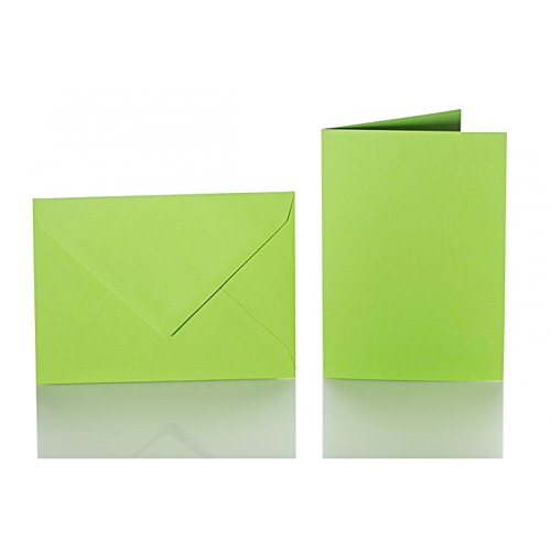 Sobres (100 unidades, C5, con solapa triangular, 120 g + 100 tarjetas dobles de 240 g, 150 x 200 mm), color verde