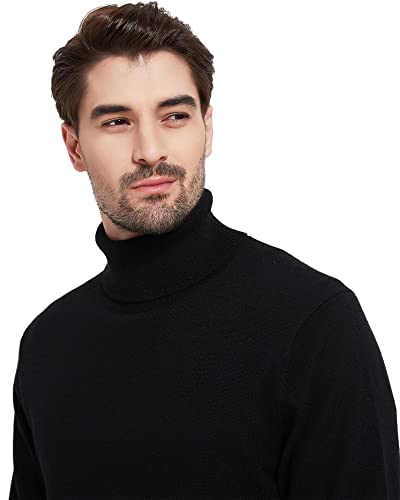 Kallspin Men's Turtle Neck Sweaters Wool Blended Lightweight Long Sleeve High Neck Pullovers3