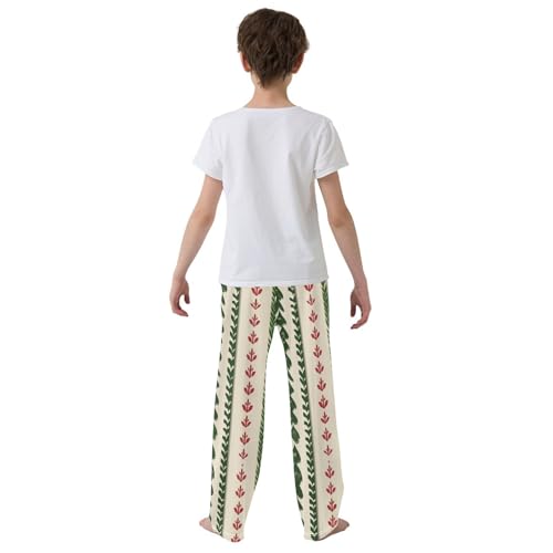 Boys' Pants Christmas Flowers Leaves Long Bottoms Jogger Pants Elastic Waist Trousers with Pockets S-XL3