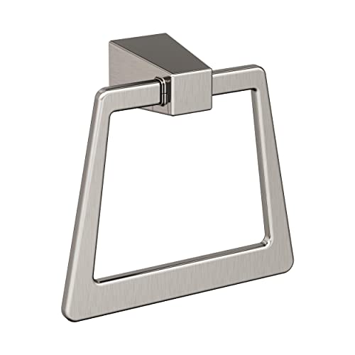 Image of Amerock Blackrock 6-13 /16 inch Brushed Nickel Towel Ring | Decorative bathroom hardware in durable Zinc construction; mounting hardware included for easy installation