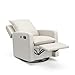 Storkcraft Timeless Reclining Glider (Ivory) -USB Charging Port, 360-Degree Metal Swivel Base, Manual Extending Foot Rest, Supportive Cushions, Durable Fabric