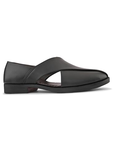 Image of STANPHORD Men Mojari Loafer Shoes | Traditional Ethnic Jutti Leather Look Slip-On | Cushioned | Wedding Party Festive Occasion Wear(TPAM 28009)
