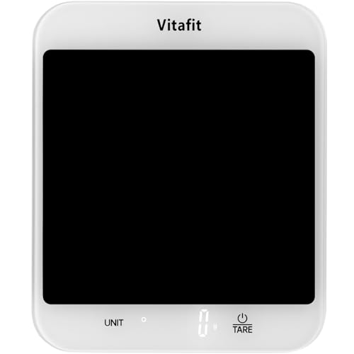 Vitafit 15kg Bilancia da Cucina Digitale, Bilancia Alimentare Elettronica Multifunzione in Grammi e Once, Graduazione Precisa 1g, Bianco