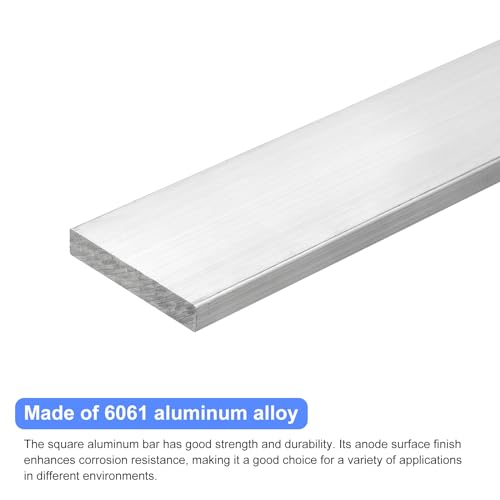Image of uxcell Square Aluminum Flat Bar, 5 /16 inch Thick 2 inch Width 10 inch Length Square Aluminum Bar 6061 Aluminum Flat Plate, 8 x 50 x 254mm T6511 Solid New Mill Stock for Industrial Building
