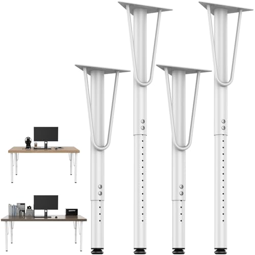 4 Pack Adjustable Table Legs (19-30 Inch) Heavy Duty Steel Furniture Legs