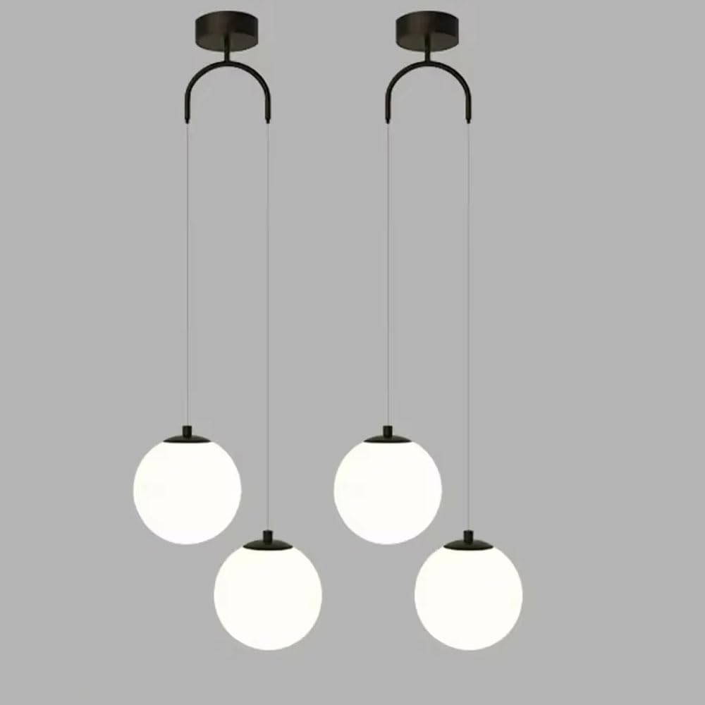 Double Heads Pendant Lighting Modern White Glass Pendant Lights Globe Chandelier Modern Minimalist Pendant Light Bedroom Bedside Hanging Lamp Adjustable Household Kitchen Hanging Suspension Lighting