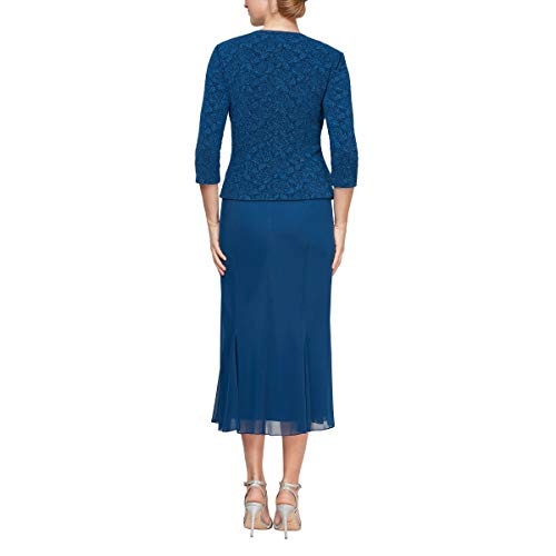 Image of Alex Evenings Women's Tea Length Jacket Dress, Perfect for Weddings, Formal Events (Petite and Regular Sizes)