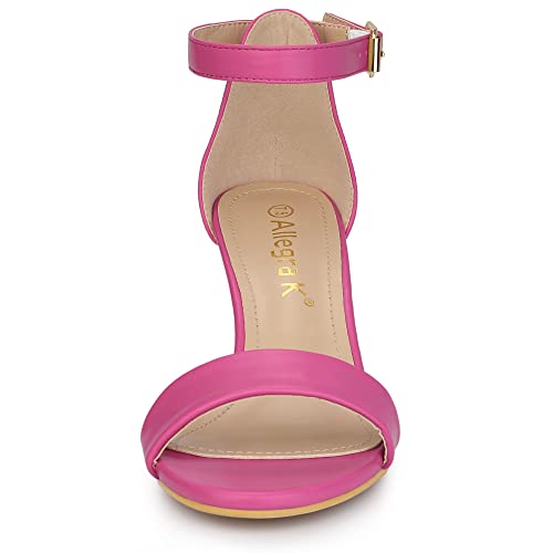 Allegra K Allegra K Women Open Toe Kitten Heeled Ankle Strap Hot Pink Sandals 6 M US