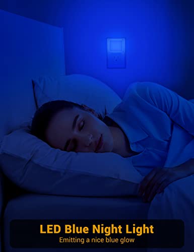 Image of JandCase Blue Night Light, Blue Nightlight[2 Pack],0.3 Watt LED Night Light | Dusk-to-Dawn Light Sensor,Plug in Nitelight for Gaming Room,Bedroom,Corridor,Hallway,Non-dimmable