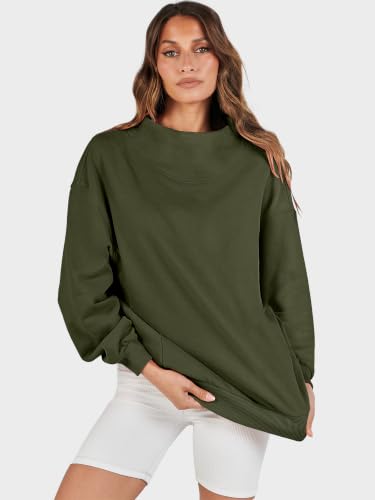 Image of ANRABESS Womens Oversized Sweatshirts Mock Neck Pullover