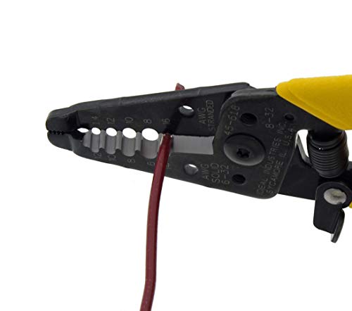 Image of IDEAL Electrical 45-618 Reflex Super T-Stripper - 8-116 AWG, Yellow, Wire Stripper, Plier Nose, Slide Lock, Textured Grips