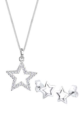 Preisvergleich Produktbild Elli Schmuckset Damen Sterne mit Swarovski® Kristalle in 925 Sterling Silber