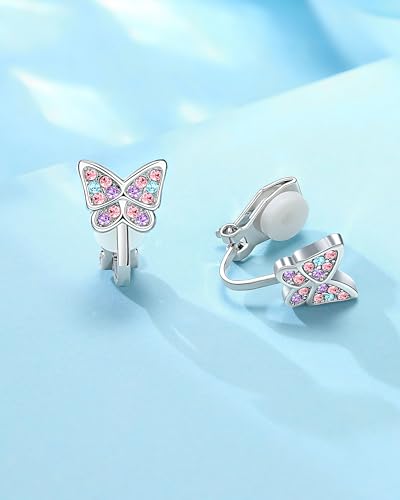 Hypoallergenic Cute Butterfly Clip on Earrings for Granddaughter Daughter, Valentines Birthday Graduation Gifts for Kids Girls4